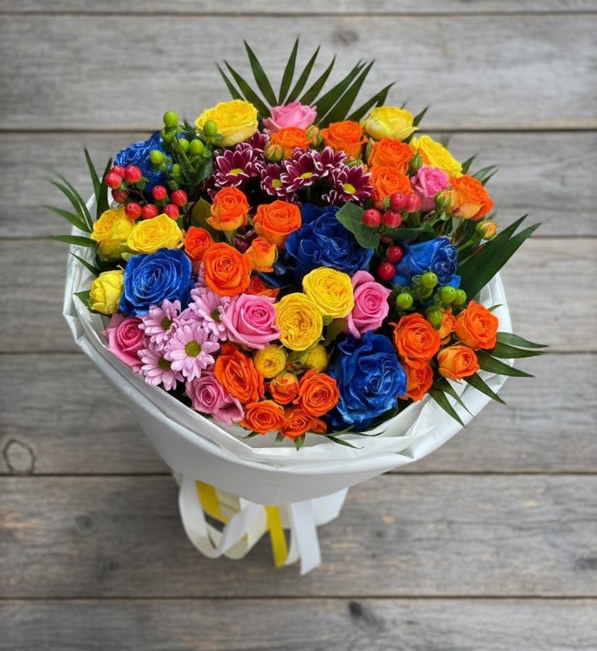 Букет цветов из: Розы и Хризантемы в Поселок дома отдыха Огарево