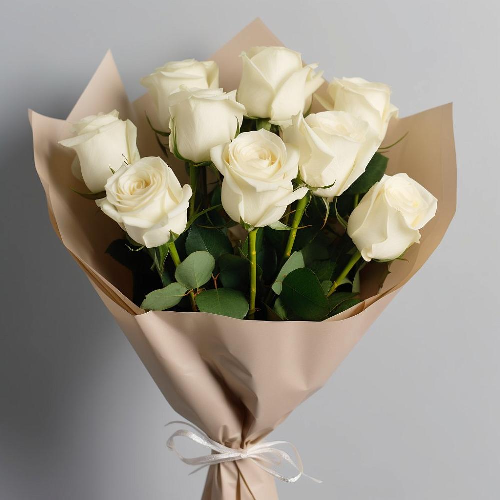 Букет 9 Белых роз Эдлесс Лав в Поселок дома отдыха Огарево