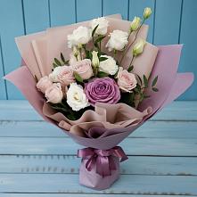 Букет цветов из:  Розы и Лизиантусы в Поселок дома отдыха Огарево