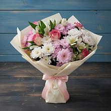 Букет цветов из:  Хризантемы, Альстромерии и Розы в Поселок дома отдыха Огарево