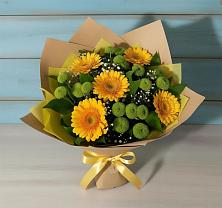 Букет цветов из:  Герберы и Хризантемы в Поселок дома отдыха Огарево