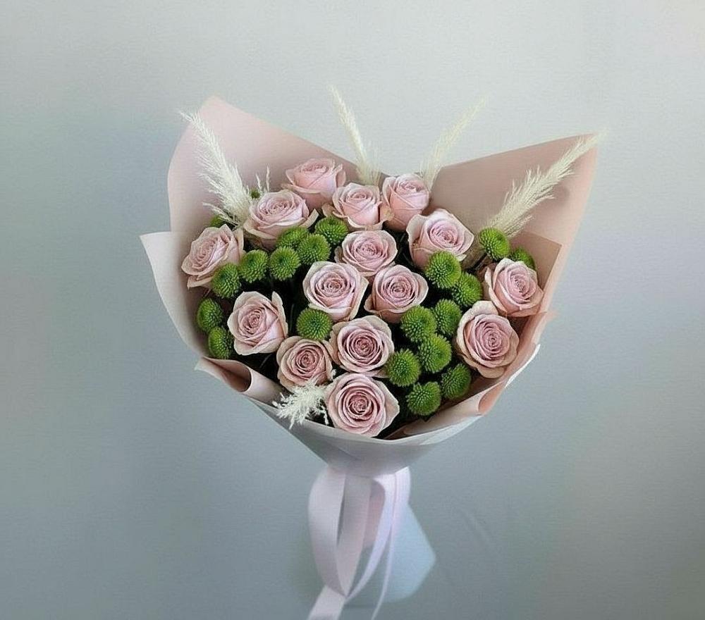 Букет цветов из: Розы и Хризантемы в Поселок дома отдыха Огарево