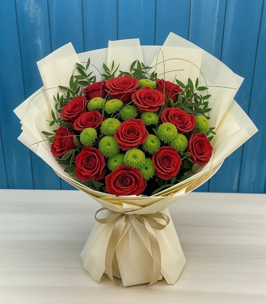 Букет цветов из: Розы и Хризантемы в Поселок дома отдыха Огарево